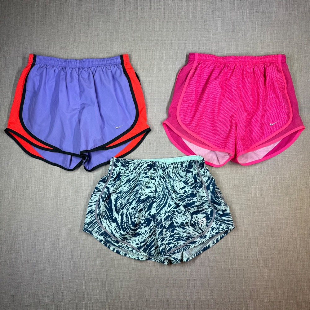 BUNDLE Nike Womens Dri-FIT Tempo Running Shorts Purple Pink Blue Size Small